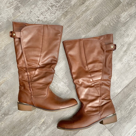 JustFab Raine wide calf riding boots faux leather - Picture 1 of 10